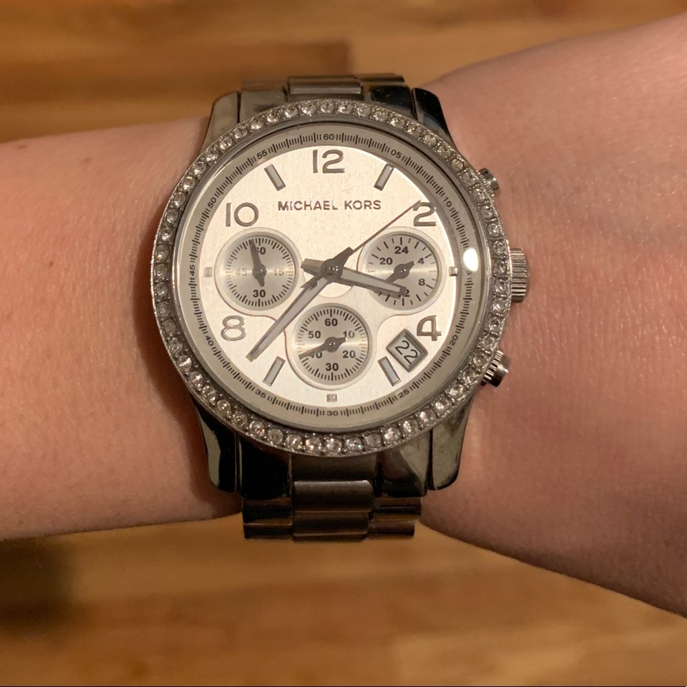 Michael Kors silver watch with rhinestones! - Picture 2 of 4